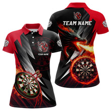 Load image into Gallery viewer, Personalized Striking Black And Red Flaming Dragon Dart Shirts For Women Custom Dart Team Jerseys TDM3080