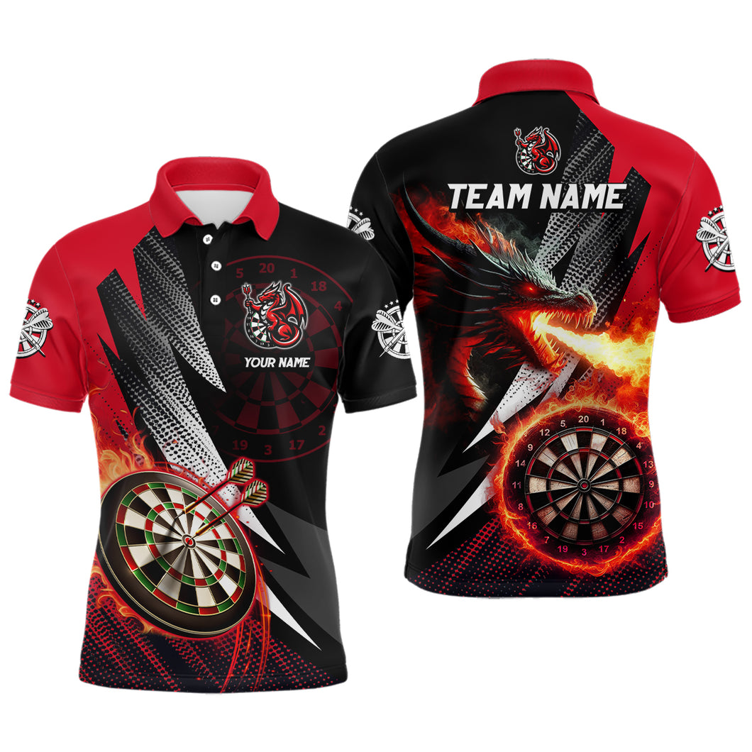 Personalized Striking Black And Red Flaming Dragon Dart Shirts For Men Custom Dart Team Jerseys TDM3080