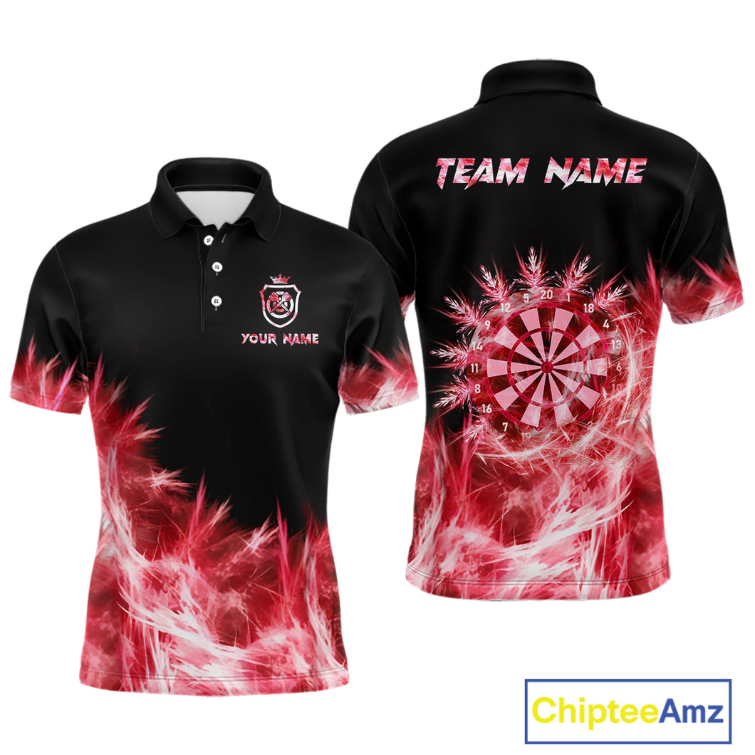 Red Icy Lights Darts Polo & Quarter Zip Custom Dart Shirts For Men Darts Team Jerseys Outfit TDM5323