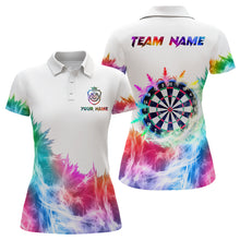 Load image into Gallery viewer, Icy Colorful Light Womens Darts Polo &amp; Quarter Zip Custom Dart Shirts For Team Darts Jerseys |White TDM3325