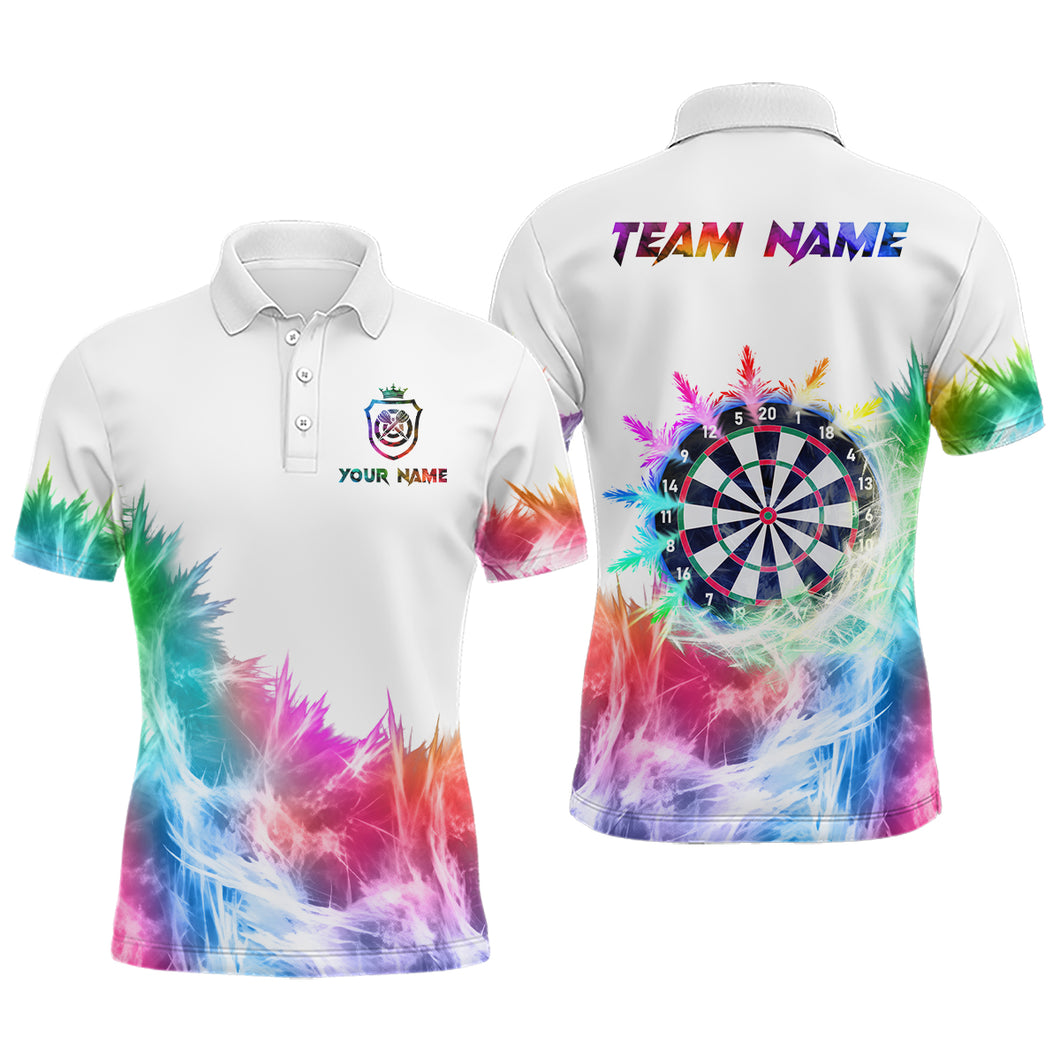 Icy Colorful Light Mens Darts Polo & Quarter Zip Custom Dart Shirts For Team Darts Jerseys |White TDM3325