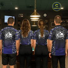 Load image into Gallery viewer, Navy Blue Camo 8 Ball Billiard Shirt For Women Custom Pool Team Shirt, Billiard Jersey Polo &amp; 1/4 Zip TDM5580