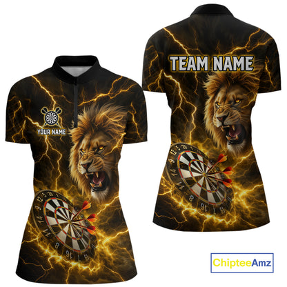 Custom Yellow Dartboard Thunder Lightning Lion Darts Shirt For Women, Darts League Team Jersey TDM5815