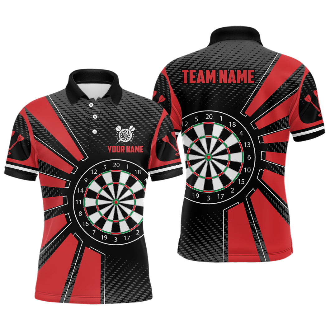 Personalized Black Red Dartboard Men Darts Polo Shirts Custom Name Unique Darts Team Jerseys TDM1339