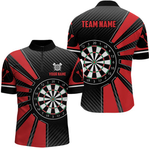 Personalized Black Red Dartboard Men Darts Quarter-Zip Shirts Custom Darts Team Jerseys TDM1339