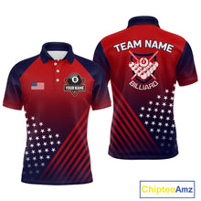 Load image into Gallery viewer, US Flag Billiard Jersey For Men Custom 8 Ball Polo &amp; Quarter Zip Billiard Shirts Pool Team Jersey TDM3801