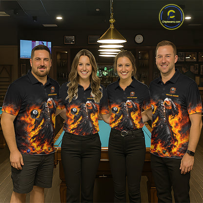 Orange Flaming Grim Reaper Beer Billiard Shirts for Men Custom 8 Ball Pool Team Jersey TDM8015