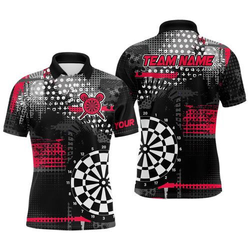 Personalized Grunge Dotted Pattern Dart Polo & Quarter Zip Custom Men Dart Shirt Dart Jersey | Red TDM3337