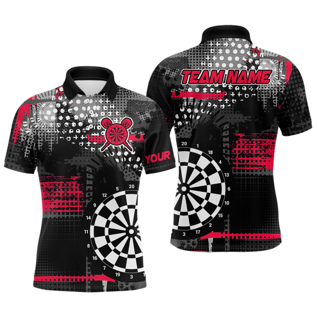 Personalized Grunge Dotted Pattern Dart Polo & Quarter Zip Custom Men Dart Shirt Dart Jersey | Red TDM3337