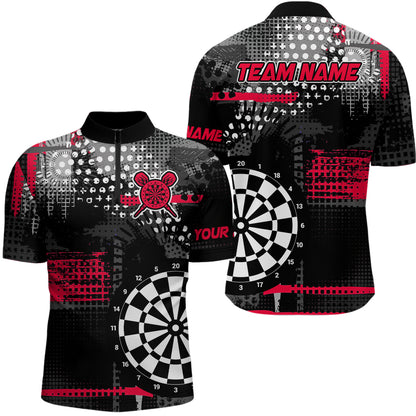 Personalized Grunge Dotted Pattern Dart Polo & Quarter Zip Custom Men Dart Shirt Dart Jersey | Red TDM3337