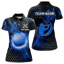 Load image into Gallery viewer, Blue Lightning thunder golf ball Womens golf polos shirts custom cool golf shirt for women NQS9284