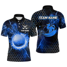 Load image into Gallery viewer, Blue Lightning thunder golf ball Mens golf polos shirts custom cool golf shirt for men NQS9284