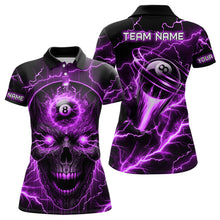 Load image into Gallery viewer, Personalized Skull Billiard Shirts For Women Custom Name 8 Ball Pool Billiard Jersey |Purple TDM1532