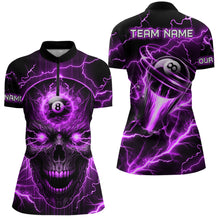 Load image into Gallery viewer, Personalized Skull Billiard Shirts For Women Custom Name 8 Ball Pool Billiard Jersey |Purple TDM1532