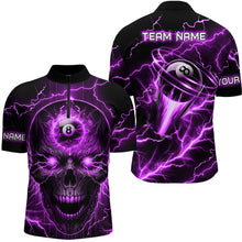 Load image into Gallery viewer, Personalized Skull Billiard Shirts For Men Custom Name 8 Ball Pool Billiard Jersey |Purple TDM1532