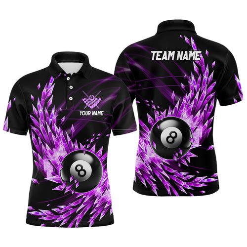 Purple Frozen Ice Custom Men Billiard Polo & Quarter-Zip Shirt, 8 Ball Pool Billiard Attire Jersey TDM1706