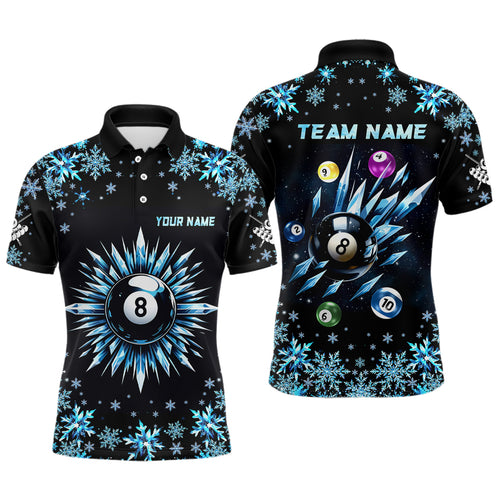 Personalized Blue Frozen 8 Ball Pool Billiard Shirts For Men Custom Billiard Balls Team Jerseys TDM1927