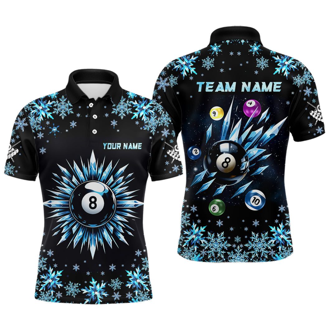 Personalized Blue Frozen 8 Ball Pool Billiard Shirts For Men Custom Billiard Balls Team Jerseys TDM1927