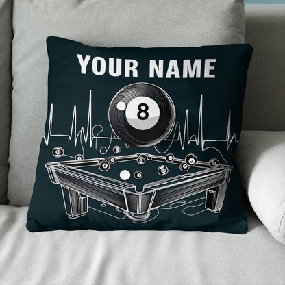 Funny Billiard Table Custom Black Pillows, Personalized Billiard Gifts TDM0821