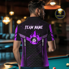 Load image into Gallery viewer, Personalized Purple 8 Ball Flame Billiard Shirt For Men Custom Billiard Team Jersey Polo &amp; 1/4 Zip TDM5585