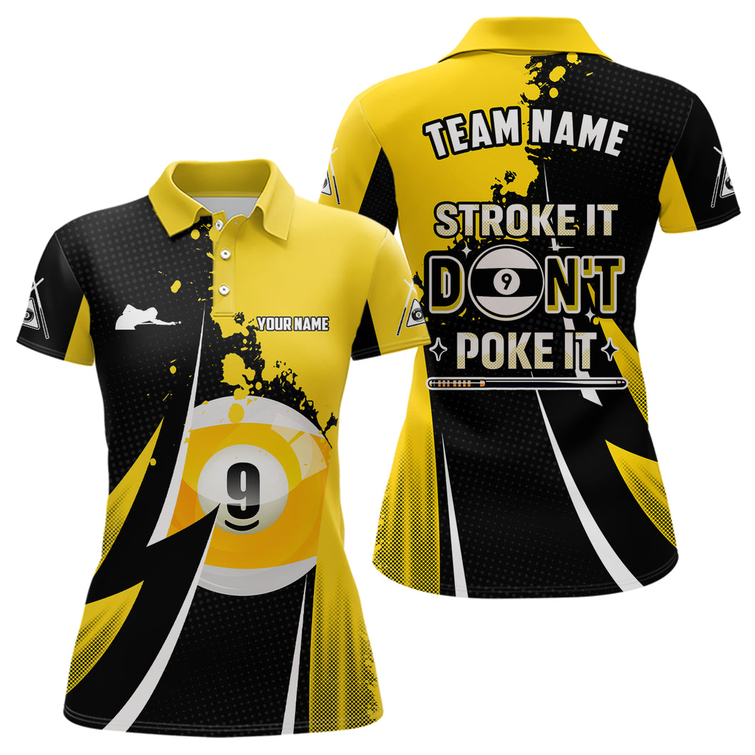 Billiard Funny Stroke It Don't Poke It Women Polo Shirts Custom Name 9 Ball Pool Billiard Jerseys TDM1013