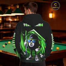 Load image into Gallery viewer, Green Funny 8 Ball Pool Billiard Hoodie For Men And Women Custom 8 Ball Hoodie Team Jersey TDM5833