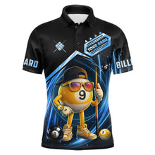 Load image into Gallery viewer, Blue Funny 9 Ball Billiard Shirt For Men Custom Pool Team Shirt, Billiard Jersey Polo &amp; 1/4 Zip TDM5834