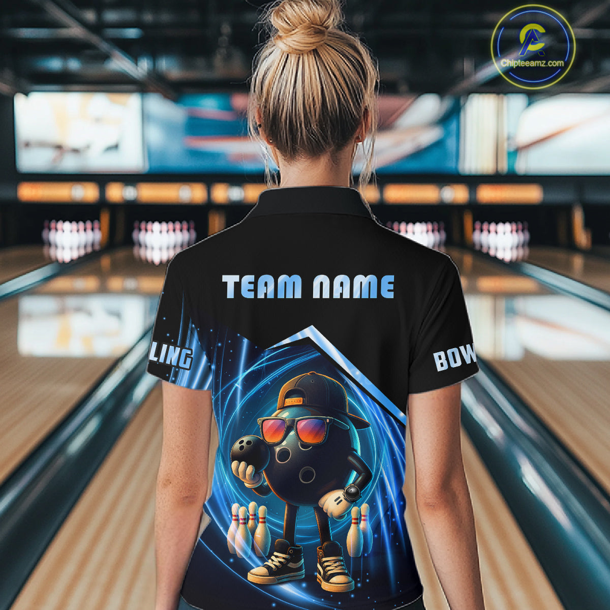 Blue Funny Bowling Ball Shirt For Women Custom Bowling Jersey, Bowling Team Shirt Polo & Quarter Zip TDM5836