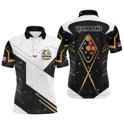 Personalized 9 Ball Pool Billiard Grunge Polo Shirts For Men Custom 9 Ball Billiards Attire Jerseys TDM1159