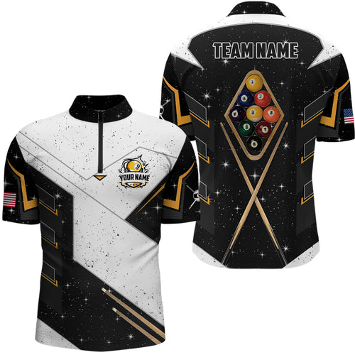 9 Ball Pool Billiard Grunge Men Quarter-Zip Shirts Custom 9 Ball Billiards Attire Jerseys TDM1159
