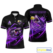 Load image into Gallery viewer, Purple 8 Ball &amp; 9 Ball Pool Billiard Shark Polo &amp; Quarter Zip For Men Custom Team Billiard Jerseys TDM4088