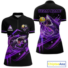 Load image into Gallery viewer, Purple 8 Ball &amp; 9 Ball Pool Billiard Shark Polo &amp; Quarter Zip For Women Custom Team Billiard Jerseys TDM4088