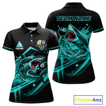 Load image into Gallery viewer, Turquoise 8 Ball &amp; 9 Ball Pool Billiard Shark Polo &amp; 1/4 Zip For Women Custom Team Billiard Jerseys TDM4089