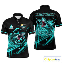 Load image into Gallery viewer, Turquoise 8 Ball &amp; 9 Ball Pool Billiard Shark Polo &amp; 1/4 Zip For Men Custom Team Billiard Jerseys TDM4089