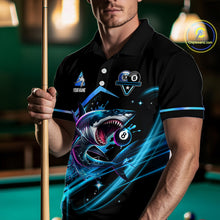 Load image into Gallery viewer, Blue 8 Ball &amp; 10 Ball Pool Billiard Shark Polo &amp; Quarter Zip For Men Custom Team Billiard Jerseys TDM4090