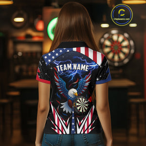 Custom American Flag Eagle Lightning Darts Shirt For Women, Patriotic Darts Jersey Polo & 1/4 Zip TDM4706