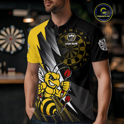 Custom Yellow Black Funny Bee Darts Shirt For Men Custom Darts Team Jersey Outfit, Darts Gift TDM4707