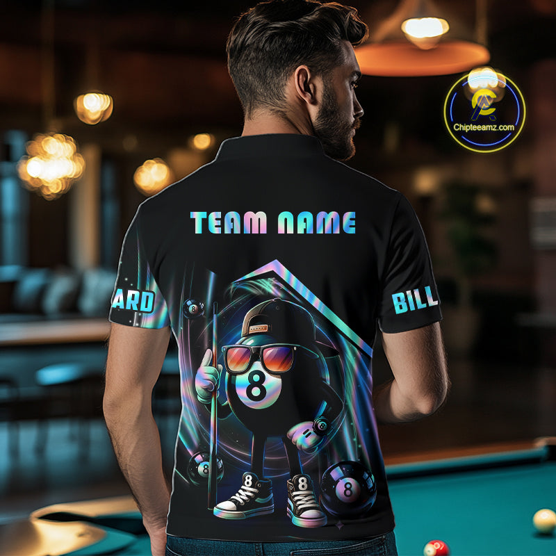 Holographic Funny 8 Ball Billiard Shirt For Men Custom Pool Team Shirt, Billiard Jersey TDM7717