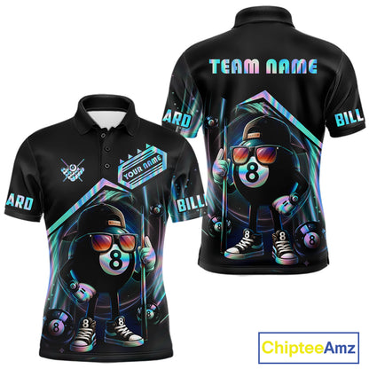 Holographic Funny 8 Ball Billiard Shirt For Men Custom Pool Team Shirt, Billiard Jersey TDM7717