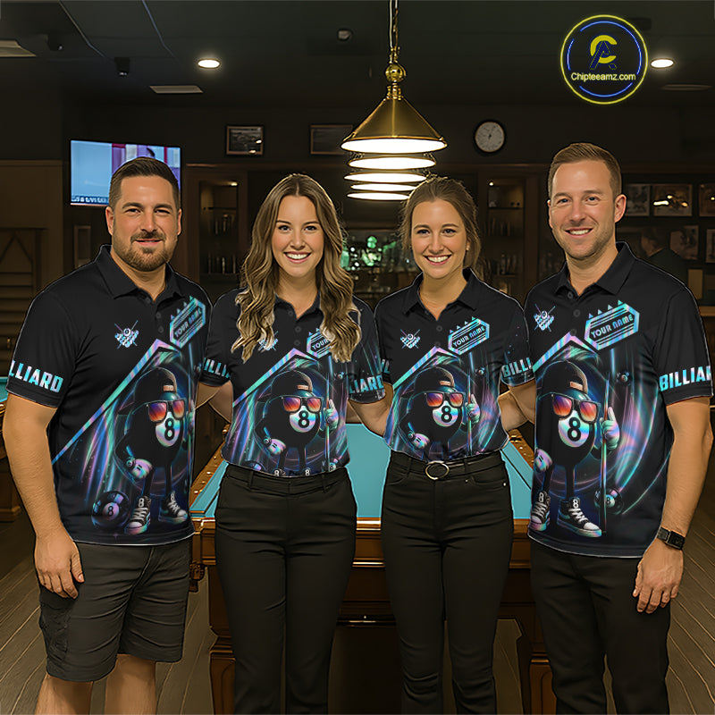 Holographic Funny 8 Ball Billiard Shirt For Men Custom Pool Team Shirt, Billiard Jersey TDM7717