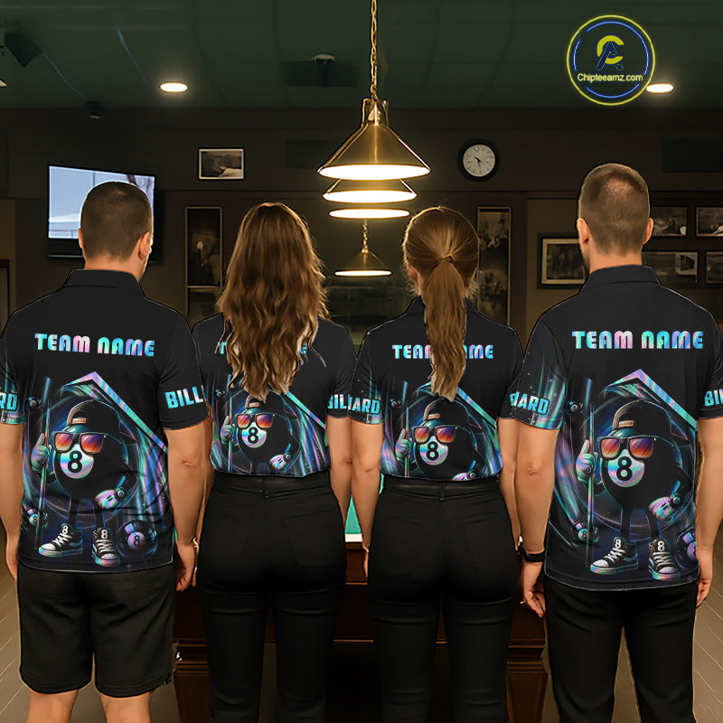 Holographic Funny 8 Ball Billiard Shirt For Men Custom Pool Team Shirt, Billiard Jersey TDM7717