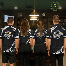Load image into Gallery viewer, Personalized 8 Ball &amp; 9 Ball Pool Billiard Polo, 1/4 Zip For Women Custom Team Billiard Jersey |White TDM5600