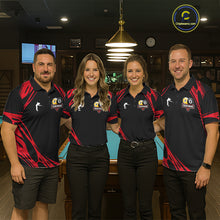 Load image into Gallery viewer, Personalized 8 Ball &amp; 9 Ball Pool Billiard Polo, 1/4 Zip For Men Custom Team Billiard Jersey |Red TDM5601