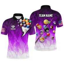 Load image into Gallery viewer, Personalized Purple Pool Player Billiard 8 Ball Polo &amp; 1/4 Zip For Men Custom Billiard Jerseys TDM3658