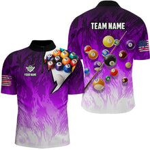 Load image into Gallery viewer, Personalized Purple Pool Player Billiard 8 Ball Polo &amp; 1/4 Zip For Men Custom Billiard Jerseys TDM3658