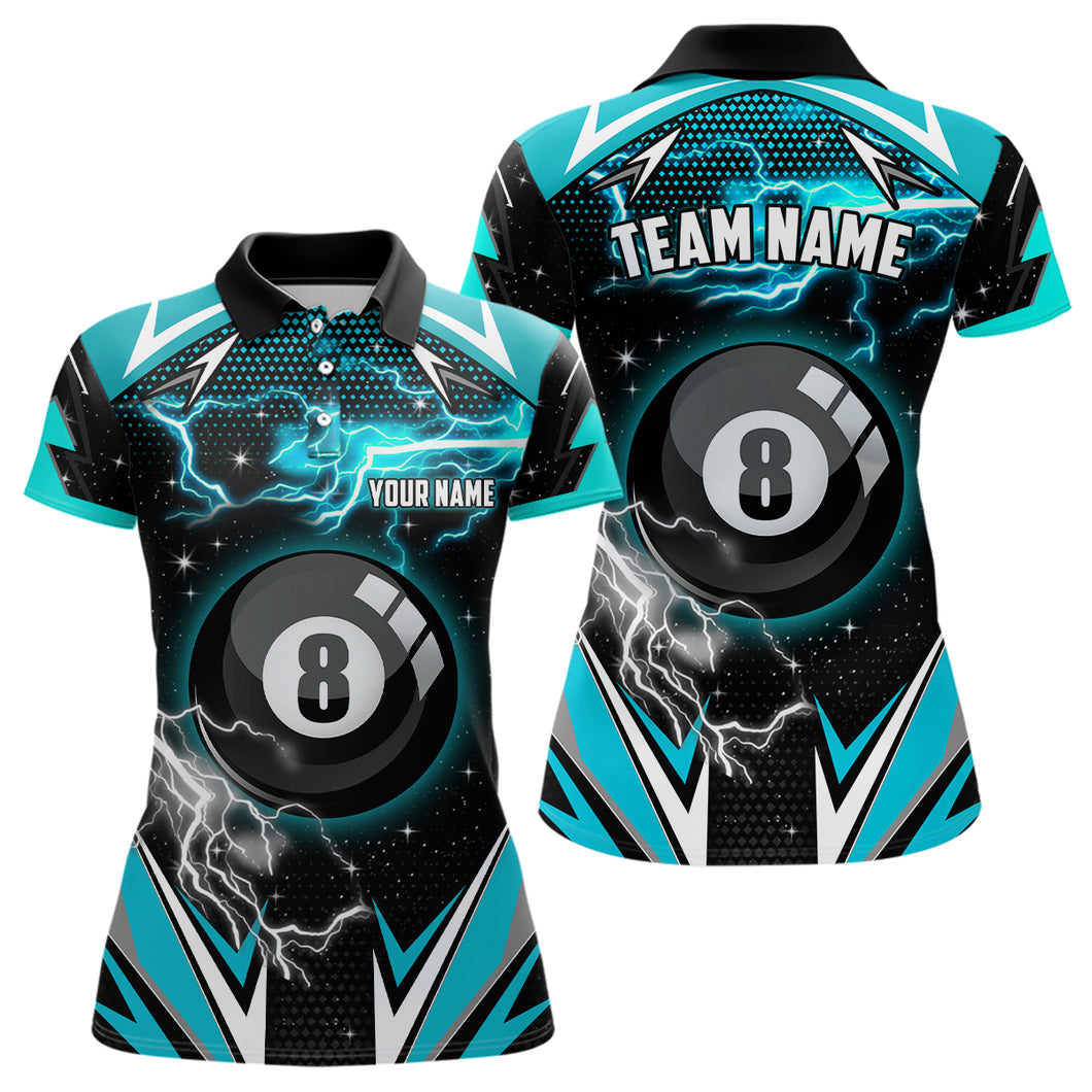 8 Ball Pool Billiard Jerseys For Women Custom Turquoise Billiard Shirts Team League Pool Jerseys TDM1933