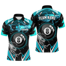 Load image into Gallery viewer, 8 Ball Pool Billiard Jerseys For Men Custom Turquoise Billiard Shirts Team League Pool Jerseys TDM1933