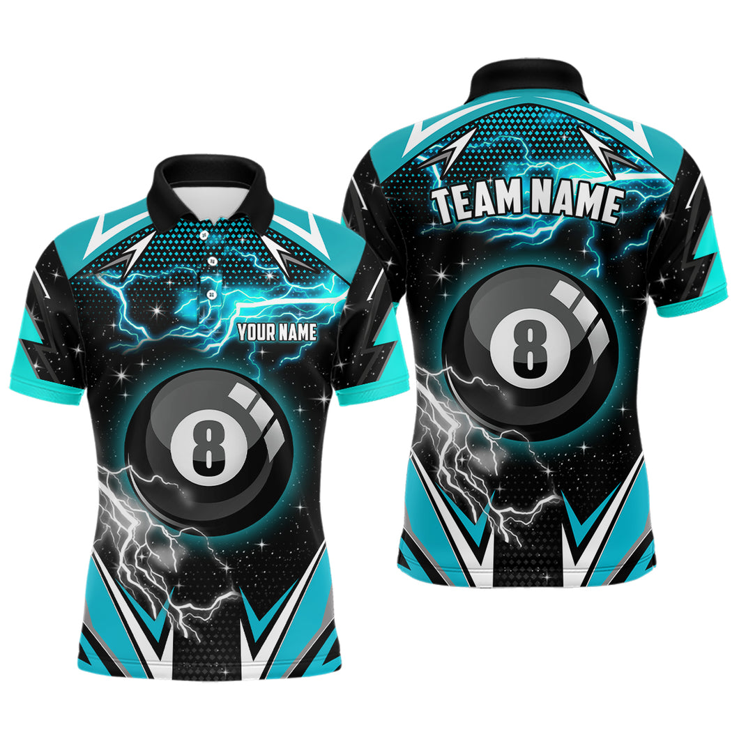 8 Ball Pool Billiard Jerseys For Men Custom Turquoise Billiard Shirts Team League Pool Jerseys TDM1933