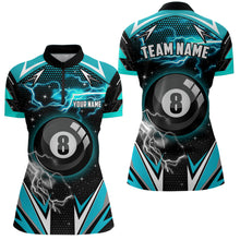 Load image into Gallery viewer, 8 Ball Pool Billiard Jerseys For Women Custom Turquoise Billiard Shirts Team League Pool Jerseys TDM1933