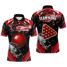 Load image into Gallery viewer, Personalized Snooker Thunder Lightning 3D Printed Men Billiard Shirt, Snooker Billiard Jerseys |Red TDM1942